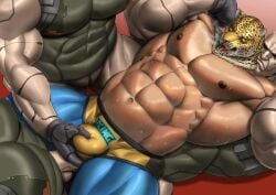 3boys balls_grab jack king_(tekken) male_only wrestling_briefs