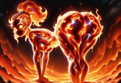 1girls ai_generated anus ass bent_over breasts darkeffect elemental_creature elemental_humanoid female female_focus female_only fire fire_creature fire_hair fire_humanoid flame flames nude presenting presenting_hindquarters pussy solo solo_female solo_focus