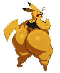 2025 anthro ass backsack bent_over big_booty_pikachu big_butt clothed clothing eyewear footwear fully_clothed fur generation_1_pokemon genitals grin hi_res huge_butt huge_thighs hyper hyper_butt male male_only mammal moobs nintendo overweight overweight_anthro overweight_male pants pikachu pokemon pokemon_(species) presenting presenting_hindquarters rear_view rodent shirt smile socks solo sssonic2 sunglasses teapot_(body_type) thick_thighs topwear yellow_balls yellow_body yellow_fur