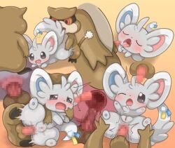anal anal_sex blush bodily_fluids chilla-chan closed_eyes cum cum_inside elonga female female_penetrated feral feral_on_feral feral_penetrated feral_penetrating fur genital_fluids genitals grey_body grey_fur male male/female male_penetrating minccino patrat pokemon pokemon_(species)