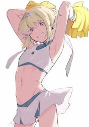 androgynous cheerleader cheerleader_uniform clothing crossdressing femboy fully_clothed kar09265 lio_fotia miniskirt promare skinny skirt slim_male tight_clothing twink