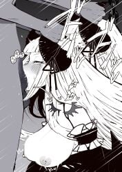 blowjob breasts completely_nude completely_nude_male cum deepthroat demon_girl demon_horns horn_grab labyrinth_of_refrain large_breasts morotom0shinaba nippon_ichi_software penis sacra_(labyrinth_of_refrain)