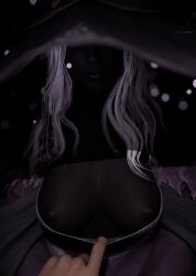 1boy 1girls 3d blender breasts breasts_out dark-skinned_female dark_skin elden_ring elden_ring_nightreign female fromsoftware hat light-skinned_male light_skin male obscured_eyes obscured_face recluse_(nightreign) tagme tugging_clothing undressing white_hair witch witch_hat