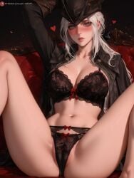 1female 1girls 2025 ai_assisted ai_generated anime background bloodborne blush blush blush_lines blushing_at_viewer blushing_female chair female female female_focus female_only fromsoftware green_eyes hearts_around_head lady_maria_of_the_astral_clocktower lingerie lingerie_bra lingerie_panties lipstick looking_at_viewer looking_pleasured open_legs open_shirt pussy sitting sitting_on_chair tagme tricorne uncensored underwear underwear_only vagina video_game video_game_character video_game_franchise video_games white_hair