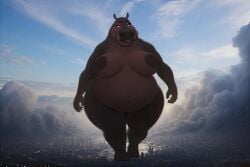 ai_generated bbw big_breasts full_body giantess gloria_the_hippopotamus high_angle huge_ass perchance_ai round_belly