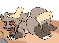 ambiguous_gender animated claws deathclaw dessert eyelashes fallout_(series) horns luftydays non-human penetration self_upload