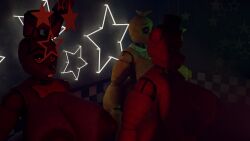 16:9 2025 3d_(artwork) anthro areola ass avian bear big_breasts bird blender_(artwork) bonnie_(fnaf) breasts chica_(fnaf) chicken digital_media_(artwork) female five_nights_at_freddy's freddy_(fnaf) galliform gallus_(genus) genitals group hi_res huge_breasts lagomorph leporid looking_at_viewer mammal mtf_crossgender nipples nude phasianid rabbit rule_63 scottgames trio widescreen