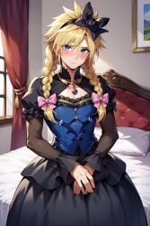 1boy ai_generated blonde_hair blue_eyes cloud_strife crossdressing femboy final_fantasy final_fantasy_vii white_skin