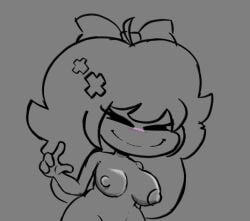 1girls artist_request big_breasts black_eyes blush female female_only fnf fnf_mod friday_night_funkin friday_night_funkin_mod gray_background moana_melville naked nipples oc original_character sketch tagme