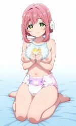 100_kanojo 1girls ai_generated bib big_breasts diaper female green_eyes hanazono_hakari kimi_no_koto_ga_dai_dai_dai_dai_daisuki_na_100-nin_no_kanojo pink_hair solo solo_female teenage_girl the_100_girlfriends_who_really_really_really_really_really_love_you