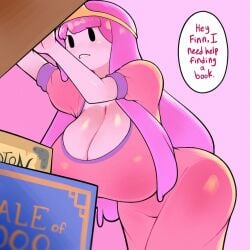 1girls adventure_time breasts dress ended_inferno endless_inferno english_text female female_focus female_only finn_the_human large_breasts princess_bubblegum solo text thick_thighs thighs wide_hips