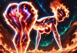 1girls ai_generated anus ass bent_over breasts darkeffect elemental_creature elemental_humanoid female female_focus female_only fire fire_creature fire_hair fire_humanoid flame flames nude presenting presenting_hindquarters pussy solo solo_female solo_focus