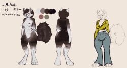 anthro areola ass big_breasts big_butt bottomwear breasts clothing cropped_jacket denim denim_bottomwear denim_clothing domestic_cat felid feline felis female fluffy fluffy_tail hair hand_on_hip hi_res jeans looking_at_viewer maine_coon mammal mikah_(pitta_the_italian) nipples nude pants pitta_the_italian reference_image short_hair solo tail
