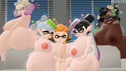 1boy 4girls callie_(splatoon) dragon316 inkling marie_(splatoon) marina_(splatoon) pearl_(splatoon) size_difference splatoon tagme