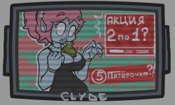 1girls 5rubles banner blue_skin blush breasts dress female friday_night_funkin ghost ghost_girl horny horny_female looking_at_viewer oc pyaterochka rubles russian tinted_eyewear tv tv_screen viola_fnf water white_eyes xiavier_ghost