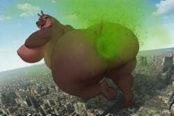 ai_generated anthro anus back_view bbw big_breasts dreamworks fart fart_cloud fart_fetish farting giantess gloria_the_hippopotamus huge_ass madagascar_(series) perchance_ai round_belly ssbbw