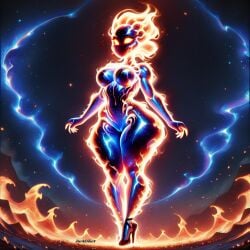 1girls ai_generated breasts darkeffect elemental_creature elemental_humanoid feet_together female female_focus female_only fire fire_creature fire_hair fire_humanoid flame flames high_heels no_mouth nude small_waist solo solo_female solo_focus