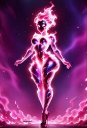 1girls ai_generated breasts darkeffect elemental_creature elemental_humanoid feet_together female female_focus female_only fire fire_creature fire_hair fire_humanoid flame flames high_heels no_mouth nude small_waist solo solo_female solo_focus