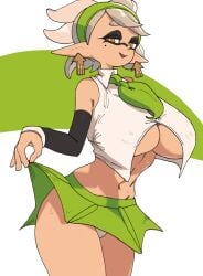 1girls ass back big_ass big_breasts bikini breasts brown_eyes earrings female huge_ass huge_breasts inkling inkling_girl large_breasts looking_at_viewer marie_(splatoon) mole_(marking) mole_under_eye navel nintendo nipple_bulge pointed_ears short_hair skimpy_clothes solo splatoon squid_girl thick_thighs thighs white_hair yuta_agc