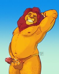 2025 4:5 absurd_res anthro anthrofied areola arm_hair armpit_hair balls barazoku basimstar belly big_balls big_penis bodily_fluids body_hair chest_hair claws day disney dripping erection eyebrows facial_hair felid fur genital_fluids genitals glans hand_behind_head happy_trail hi_res humanoid_genitalia humanoid_penis leg_hair lens_flare lion looking_at_viewer male mammal mane mature_anthro mature_male mufasa musclegut muscular muscular_anthro muscular_male navel nipples nude outside pantherine pecs penis penis_grab precum precum_drip precum_string pubes seductive signature smile solo standing stubble teeth the_lion_king thick_thighs tuft whiskers