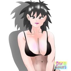 1girls big_breasts bra breasts dragon_ball dragon_ball_super dragon_ball_z female gine messy_hair pose saiyan saiyan_girl smile