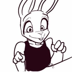 animated animated_gif anthro boobjob buckteeth chest_fluffjob clothing disney female flat_chest human judy_hopps looking_at_viewer monochrome naizuri naizuri_under_clothes paizuri paizuri_under_clothes pov rabbit rough_sketch thrusting titfuck titjob zootopia