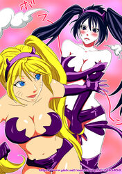 2girls armwear artist_request black_eyes black_hair blonde_hair blue_eyes blush breasts cleavage demon elbow_gloves embarrassed fake_horns fake_tail female female_focus female_only gender_transformation genderswap genderswap_(mtf) gloves hairband headband legwear light-skinned_female light_skin long_gloves long_hair medium_breasts naruko naruto naruto_(classic) naruto_(series) naruto_shippuden nervous pale-skinned_female pale_skin panties perky_breasts purple_bra purple_panties purple_underwear rule_63 sasuke_uchiha sasuko sexy_no_jutsu shounen_jump shy standing stockings succubus tail teenager thighhighs thighs tied_hair twintails underwear uzumaki_naruto voluptuous whisker_markings whiskers yellow_hair