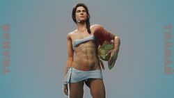 1girls 3d abs assassin's_creed_(series) assassin's_creed_odyssey female female_only helmet helmet_removed holding_helmet holding_object kassandra muscular_female solo solo_female trahao ubisoft