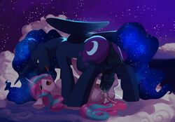 2021 aged_up alicorn anus ass balls bodily_fluids cutie_mark duo equid equine female female_penetrated flurry_heart_(mlp) friendship_is_magic genital_fluids genitals hasbro hi_res horn lying mammal medial_ring my_little_pony nightmare_moon_(mlp) on_back open_mouth outside penetration penis rule_63 saliva saliva_string sex tongue vistamage wings