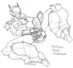 breasts destructor female female_only fingering greyscale masturbation monochrome nipples pussy rule_63 shockwave shockwave_(transformers) sketch solo transformers vulva white_background