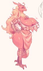 anthro blaziken breasts drawfruit female hand_on_hip honhearthy huge_breasts nintendo pokemon pokemon_(species) thick_thighs video_games wide_hips