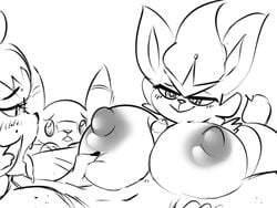 1boy 1girls anthro bedroom_eyes breast_play breasts canid canine canis cinderace domestic_dog duo female female_cinderace female_pokemon girly male male/female male_anthro mammal monochrome narrowed_eyes nintendo paizuri percey percey_(character) pokémon_(species) pokemon pokemon_ss scorbunny seductive sex titjob tongue tongue_out video_games