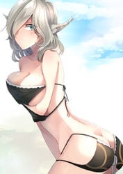 1girls alien animal_ears ass ass ass_cleavage bikini black_bikini black_swimsuit blonde_hair butt_crack celica_(xenoblade_x) cleavage face_markings female female_only humanoid looking_to_the_side mammal mammal_humanoid nintendo non-human omizu_(mimisyumikan) ruixi solo swimsuit wardrobe_error wardrobe_malfunction xenoblade_(series) xenoblade_chronicles_x