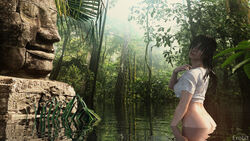 3d 3d_(artwork) amazon ass bath bathing bathing_outside bottomless erobit female forest jungle lake lara_croft lara_croft_(survivor) mexico monument naked outdoor_nudity outdoors partially_submerged photography short_sleeves statue swamp tomb_raider tomb_raider_(survivor) wallpaper water wet wet_hair wet_shirt wet_skin white_shirt wide_image