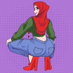 ass ass_up female hijab jack-o_pose jackochallenge jeans mrtunart muslim