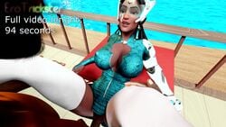 3d animated beach big_ass big_breasts blue-tinted_eyewear erotrickster nude overwatch shorter_than_30_seconds shorter_than_one_minute sound symmetra tagme tinted_eyewear video video_games visor