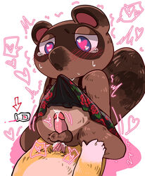 <3_eyes 2021 anal anal_sex animal_crossing anthro balls blush bodily_fluids canid canine clothed clothing cowgirl_position crazy_redd crossdressing duo from_front_position genitals heart hi_res kemono male male/male mammal nintendo on_bottom on_top penetration penis raccoon_dog sex shandrawaka tanuki tears tom_nook video_games