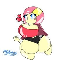 alien alien_girl bimbo dat_ass gigantic_ass huge_ass kirby_(series) kirby_planet_robobot large_breasts mouthless mouthless_female neptuniaverse pink_hair shorts solo susanna_patrya_haltmann susie_(kirby)