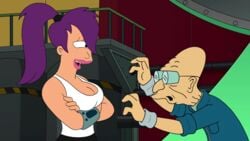 animated big_breasts futurama hubert_j_farnsworth old_man screenshot_edit turanga_leela