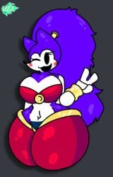 1girls anthro big_breasts big_hips breasts female female_anthro female_only hedgehog hedgehog_girl hips long_hair long_purple_hair needlemouse_(character) needlemouse_(series) peace_sign ponytail purple_hair sarah_henderson_(needlemouse) shantae_needlemouse