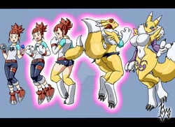 anthro ass_expansion breast_expansion digimon female huge_ass huge_breasts human_to_anthro identity_death kyo-domesticfucker renamon rika_nonaka species_transformation transformation transformation_sequence