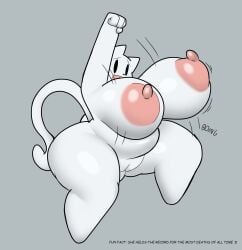 2024 adorable boing cat_mario feline feline happy jumping large_ass large_breasts onamonapia simple simple_background simple_coloring simple_shading syobon_action tha_randomu