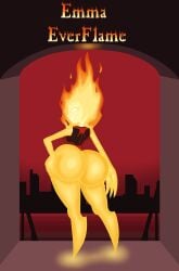 ass_focus ass_grab backboob big_ass big_breasts bottomless demon demon_girl emma_everflame_(roga14) female female_only fire_girl grabbing_own_ass huge_ass oc oc_only roga14 teasing topwear