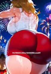 1girls ai_generated arknights ass big_ass big_breasts big_butt breasts female huge_breasts large_ass large_breasts red_shorts siege_(arknights) sinderellaart