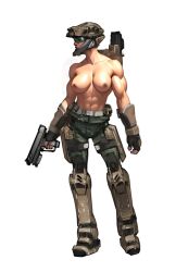ai_assisted ai_generated artist_request athletic_female breasts buff concept_art female female_only female_soldier female_space_marine gun halo_(series) hi_res image military military_helmet military_uniform pistol posing self_upload tactical_gear tactical_nudity topless unsc unsc_marine