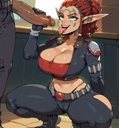 1girls ai_generated ashelin_praxis big_breasts breasts dark-skinned_male jak_and_daxter