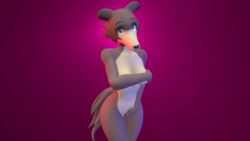 16:9 3d_(artwork) anthro beastars blue_eyes canid canine canis covering covering_breasts covering_crotch covering_pussy covering_self digital_media_(artwork) female fur grey_body grey_fur hi_res humanoid juno_(beastars) looking_at_viewer mammal neonluv nude simple_background solo widescreen wolf