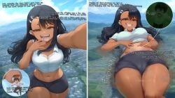 1boy 1girls 2d 2koma ai_generated artist_request ass_expansion big_ass big_breasts bike_shorts black_hair black_shorts blue_sky brown_eyes cameltoe city cityscape cleavage collared_shirt comic crop_top crush destruction english_text evil_grin evil_smile extreme_size_difference from_above giantess grabbing hachiouji_naoto hairclip hand_on_own_stomach hand_to_own_mouth hands_on_own_stomach hayase_nagatoro karnamas long_hair looking_down lying lying_on_back midriff nai_diffusion naoto_hachioji_(senpai) navel oerba_yun_fang on_back onomatopoeia open_eyes open_mouth oral_invitation photoshop please_don't_bully_me,_nagatoro reaching_towards_viewer self_upload smirk smirking tagme text tongue tongue_out vore white_shirt