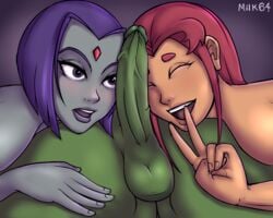 alien_girl beast_boy big_penis blowjob cock_worship dc dc_comics female ffm_threesome goth_girl green_skin hetero metahuman milk64 peace_sign rachel_roth raven_(dc) red_hair starfire teen_titans