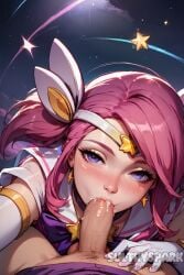 1boy 1boy1girl 1girls ai_generated artist_name female futarush girl hair_ornament league_of_legends league_of_legends:_wild_rift luxanna_crownguard male patreon patreon_username penis penis_in_mouth pink_hair ponytails pov purple_eyes riot_games star_guardian_lux star_guardian_series suck sucking sucking_penis sultryspark twintails